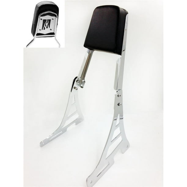Detachable Backrest Sissy Bar Chrome Flame For 84-99 Harley Softail FXSTC FLSTC